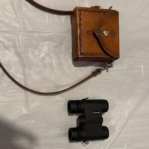 Brown Leather Case with Black Binoculars